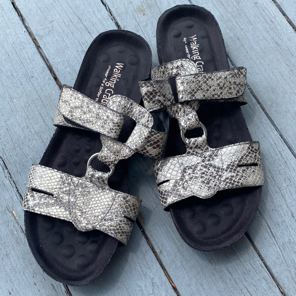 Walking Cradles sandals, leather & faux suede, size 6.